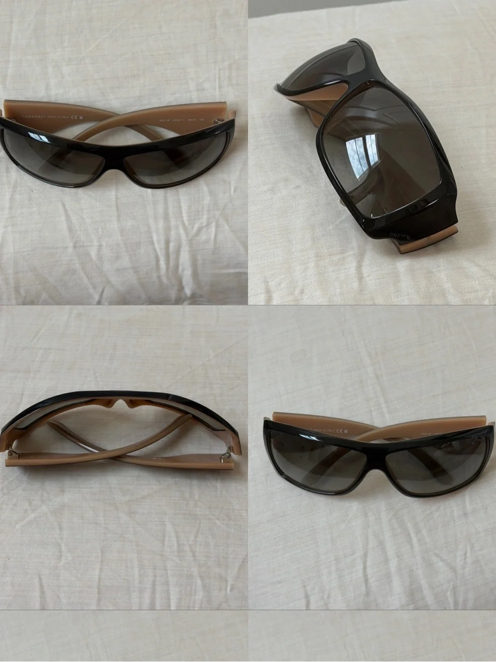 AUTHENTIC VINTAGE CHANEL Crystal sunglasses Black/Beige Baguette